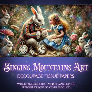 Alice en Konijn Wonderland Forest Decoupage Tissuepapier