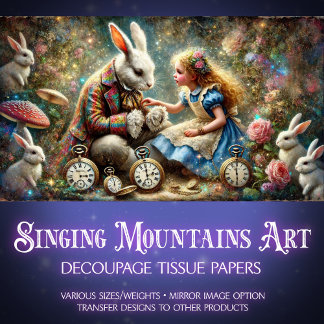 Alice en Konijn Wonderland Forest Decoupage Tissuepapier