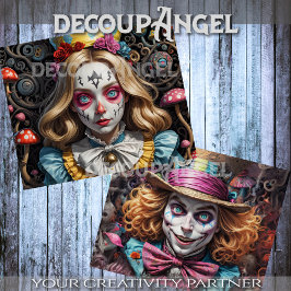 Alice en Mad Hatter Decoupage Tissuepapier