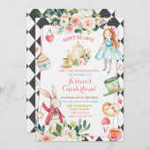 Alice en Rabbit Tea Party Invitation Kaart (Voorkant / Achterkant)