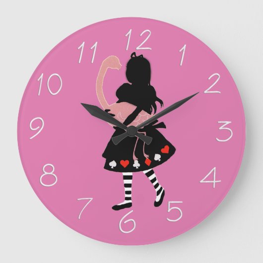Alice en Roze Flamingo Grote Klok (Voorkant)