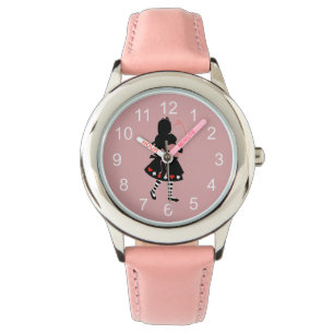 Alice en Roze Flamingo Horloge