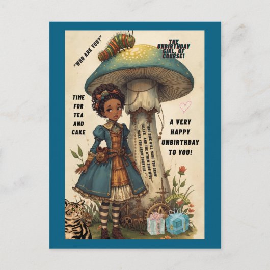 Alice en Rups Verjaardagskaart Briefkaart (Voorkant)