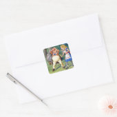 Alice en Tweedledee in Wonderland Vierkante Sticker (Envelop)