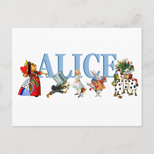 Alice en vrienden in Wonderland Briefkaart (Voorkant)