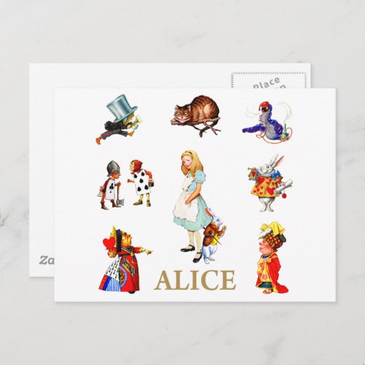 Alice en vrienden in Wonderland Briefkaart (Voorkant / Achterkant)