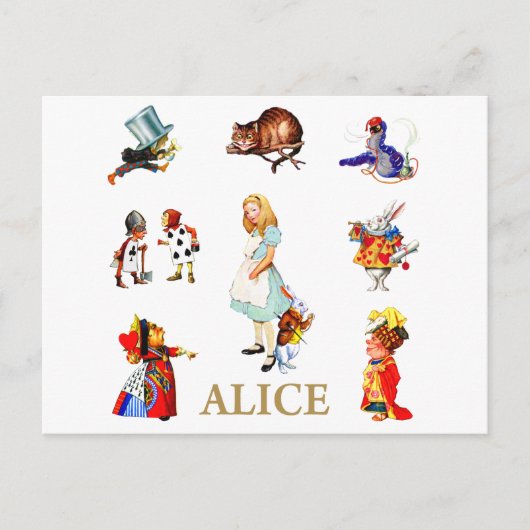 Alice en vrienden in Wonderland Briefkaart (Voorkant)