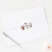 ALICE EN VRIENDEN IN WONDERLAND RONDE STICKER (Envelop)