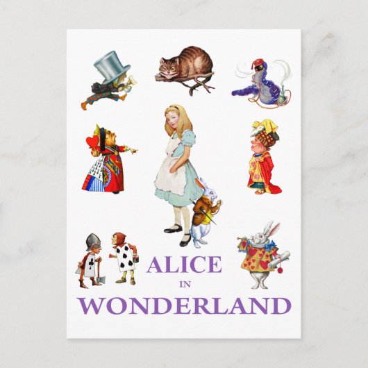 Alice en vrienden uit Wonderland Briefkaart (Voorkant)