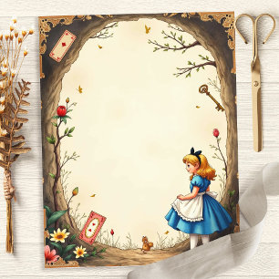 Alice en White Rabbit Bloemenschrootboekpapier