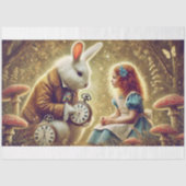 Alice en White Rabbit Clock Collectie Decoupage Tissuepapier (Voorkant)