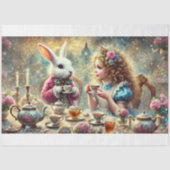 Alice en White Rabbit Fantasy Teatime Decoupage Tissuepapier (Voorkant)