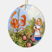 Alice Encounters die Flowers spreken in Wonderland Keramisch Ornament (Links)
