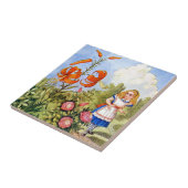 Alice Encounters die Flowers spreken in Wonderland Tegeltje (Zijkant)