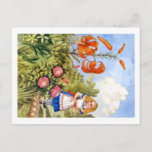 Alice Encounters Talking Flowers in Wonderland Briefkaart