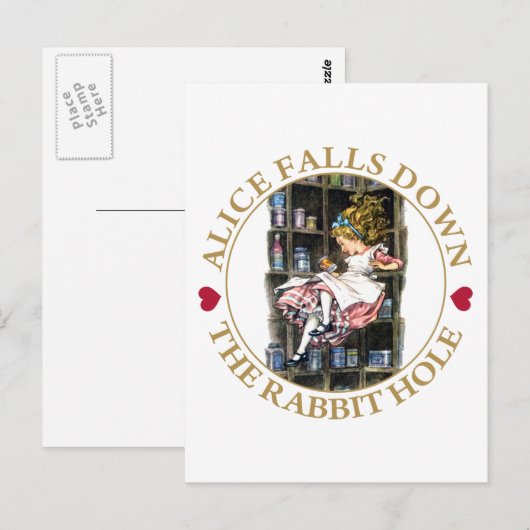 Alice Falls Down the Rabbit Hole to Wonderland Briefkaart (Voorkant / Achterkant)