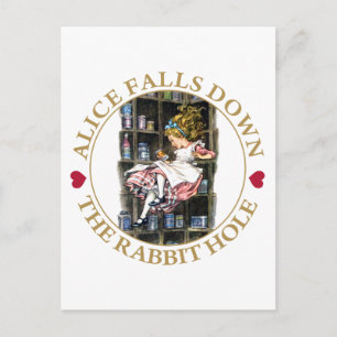 Alice Falls Down the Rabbit Hole to Wonderland Briefkaart