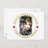 Alice Falls Down the Rabbit Hole to Wonderland Briefkaart (Voorkant / Achterkant)