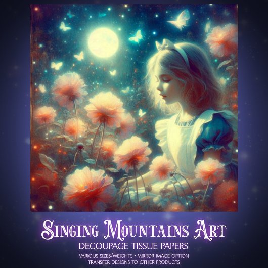 Alice Fantasy Full Moon Garden Decoupage Tissuepapier