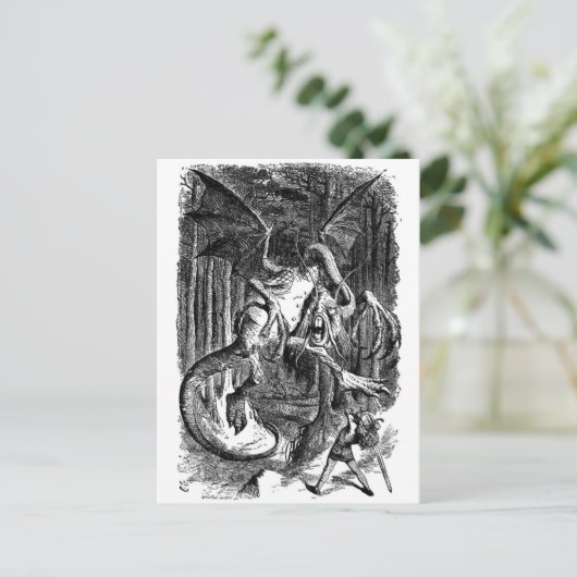 Alice Fighting Jabberwocky Briefkaart (Staand voorkant)