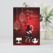Alice & Flamingo Birds & Cages Baby shower Kaart (Staand voorkant)