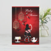 Alice & Flamingo Birds & Cages Baby shower Kaart (Staand voorkant)