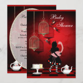 Alice & Flamingo Birds & Cages Baby shower Kaart (Voorkant / Achterkant)