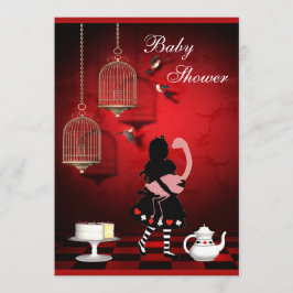 Alice & Flamingo Birds & Cages Baby shower Kaart
