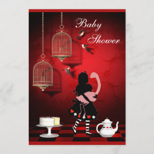 Alice & Flamingo Birds & Cages Baby shower Kaart