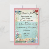 Alice, Flamingo & Cat Baby shower Dank u Bedankkaart (Achterkant)