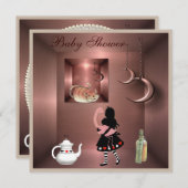 Alice, Flamingo & Cheshire Cat Baby shower Kaart (Voorkant / Achterkant)