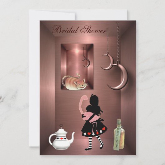 Alice, Flamingo & Cheshire Cat Vrijgezellenfeest Kaart (Voorkant)