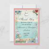 Alice, Flamingo & Cheshire Cat Wedding Dank je Bedankkaart (Achterkant)