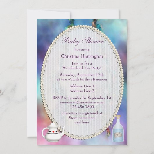 Alice & Flamingo Hanging Moon Baby shower Kaart (Achterkant)