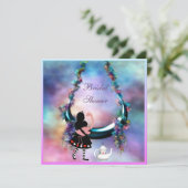 Alice & Flamingo Hanging Moon Vrijgezellenfeest Kaart (Staand voorkant)