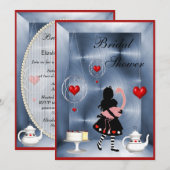 Alice & Flamingo Hearts Vrijgezellenfeest Tea Part Kaart (Voorkant / Achterkant)