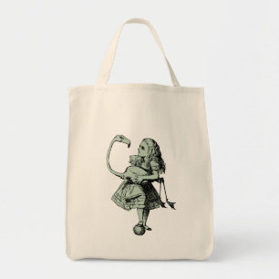 Alice & Flamingo in Wonderland Tote Bag
