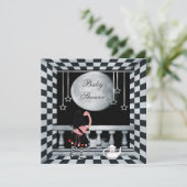 Alice, Flamingo & Moon neutraal Baby shower Kaart (Staand voorkant)