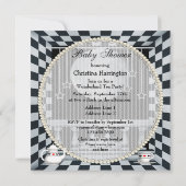 Alice, Flamingo & Moon neutraal Baby shower Kaart (Achterkant)