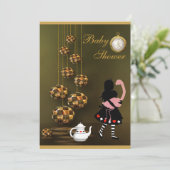 Alice & Flamingo Neutral Wonderland Baby shower Kaart (Staand voorkant)