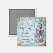 Alice & Flamingo Save The Date Baby shower Magneet (Voorkant / Achterkant)