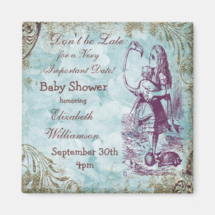 Alice & Flamingo Save The Date Baby shower Magneet