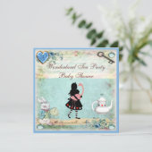 Alice & Flamingo Wonderland Baby shower Tea Party Kaart (Staand voorkant)