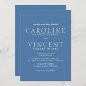 ALICE formele Franse blauwe bruiloft Kaart (Voorkant / Achterkant)