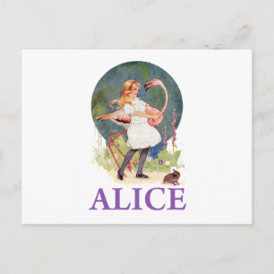 ALICE GAAT FLAMINGO CROQUET SPELEN BRIEFKAART