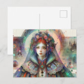 Alice geïnspireerd glitch kunst briefkaart (Voorkant / Achterkant)