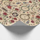 Alice geïnspireerd witte konijn, klokken en rozen cadeaupapier (Hoek)