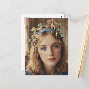 Alice Glitch Paddenstoelen op Hoofd Briefkaart