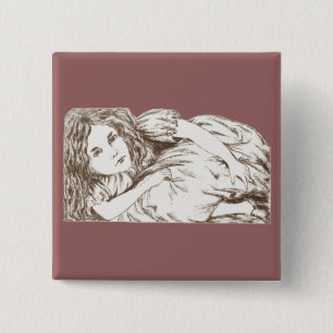 Alice Grows van Lewis Carroll Sepia Tint Vierkante Button 5,1 Cm
