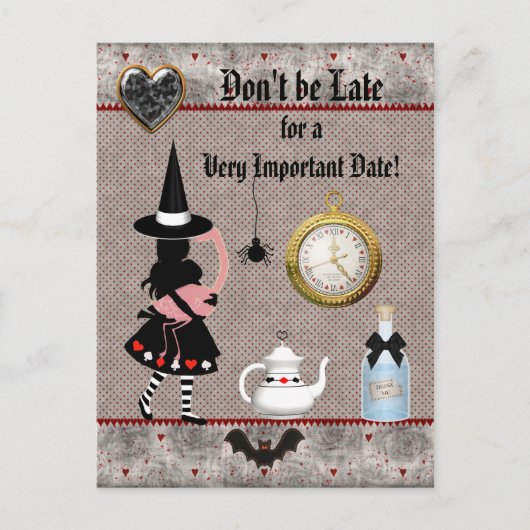 Alice Halloween Baby shower Bewaar de datum Aankondigingskaart (Voorkant)